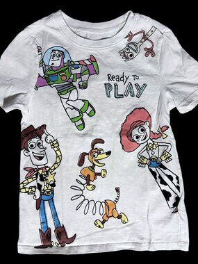 Disney Pixar Toy Story Boys 6T White T Shirt Woody Buzz Jessie Slinky Graphic